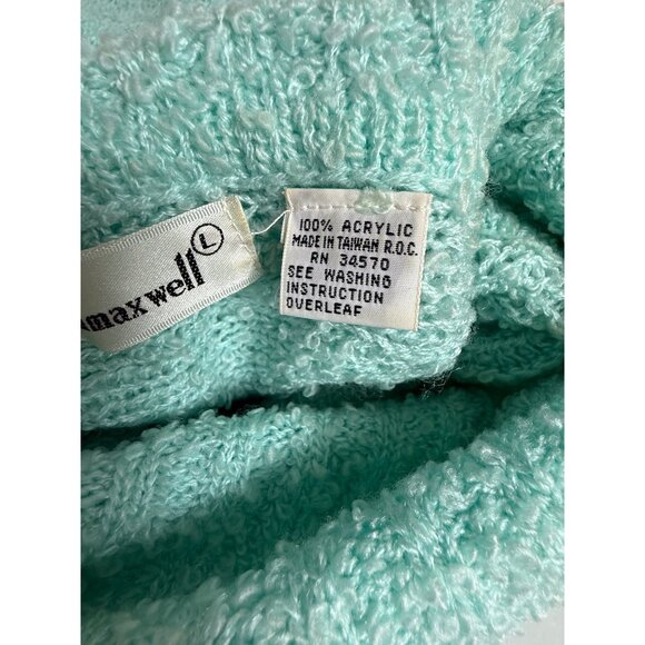 Jason Maxwell Cowl Neck Sweater Sz L VTG 80s Pastel Textured Knit Dolman Sleeve - Picture 8 of 13